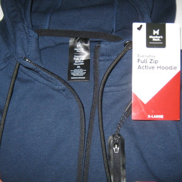 NWT Members Mark Mens Full Zip Double Knit Kangaroo Pocket Long Active Hoodie XL - Picture 4 of 6